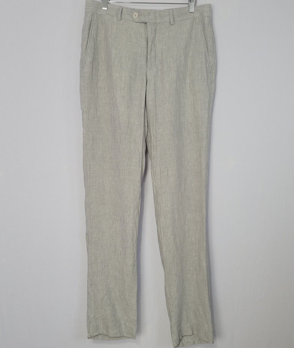 Bar III 100% Linen Pants men's size 32x34 Gray Coastal Beach Wedding Old Money
